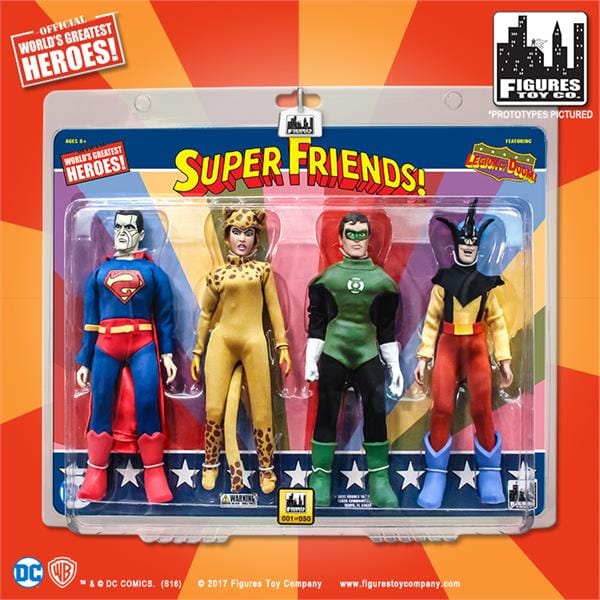 Super Friends 8 Inch Retro Action Figures Four-Pack Series: Bizarro, Cheetah, Green Lantern, Toyman