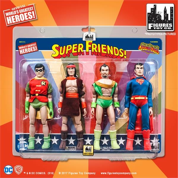 Super Friends 8 Inch Retro Action Figures Four-Pack Series: Robin, Apache Chief, Samurai, Superman