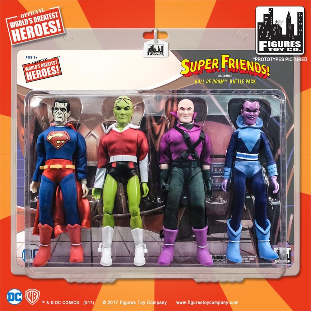 Super Friends Retro 8 Inch Action Figures Series Four Pack: Bizarro, Brainiac, Lex Luther, Sinestro