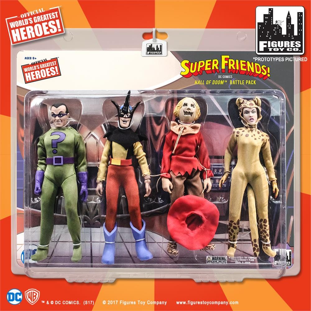 Super Friends Retro 8 Inch Action Figures Series Four Pack: Riddler, Toyman, Scarecrow, Cheetah