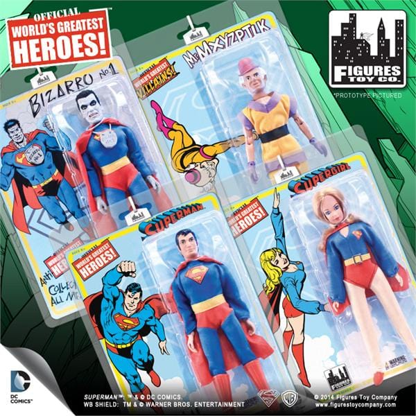 Superman Retro 8 Inch Action Figures Series 1: Set of all 4 Figures