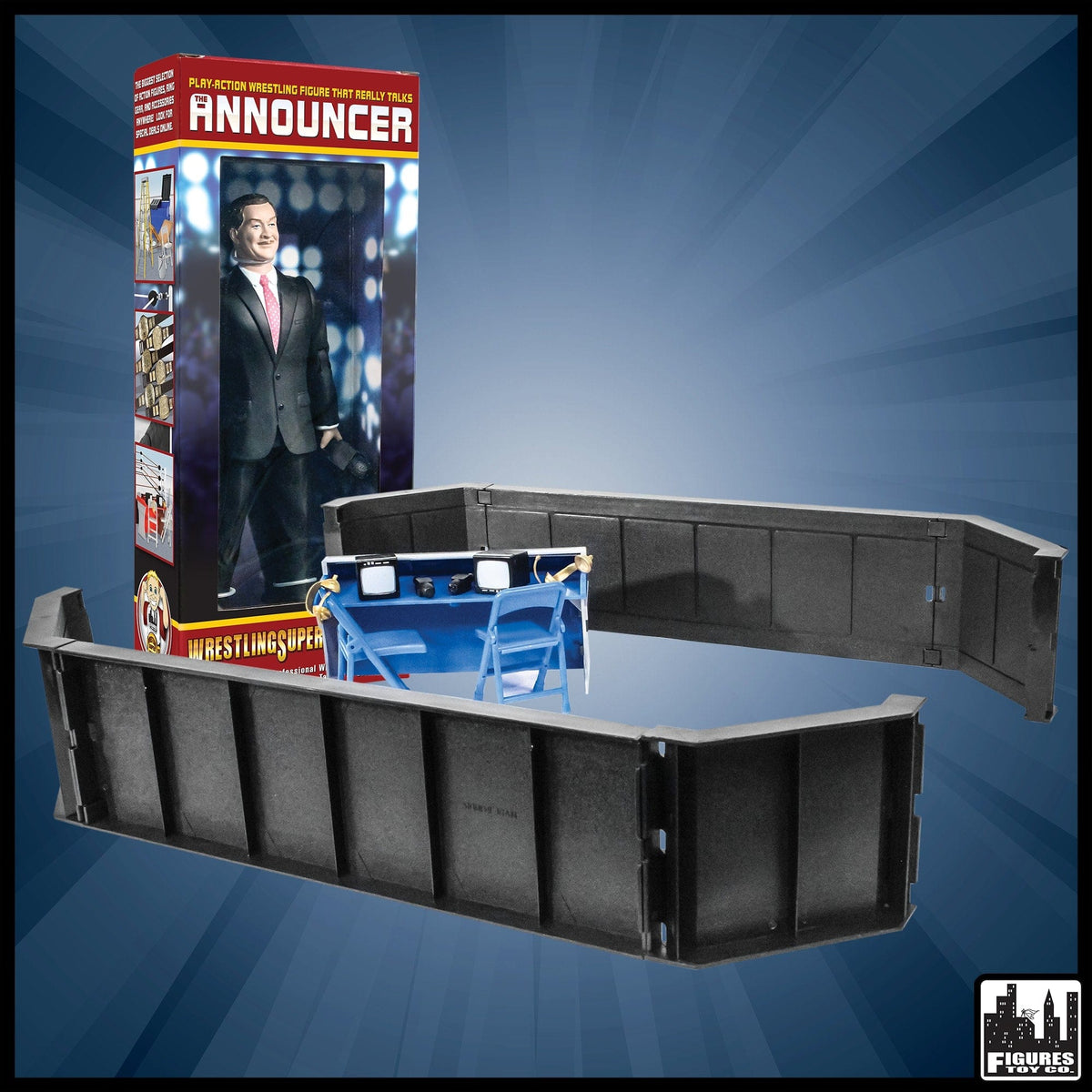 Talking Wrestling Announcer&#39;s Barricade Playset for WWE Wrestling Action Figures