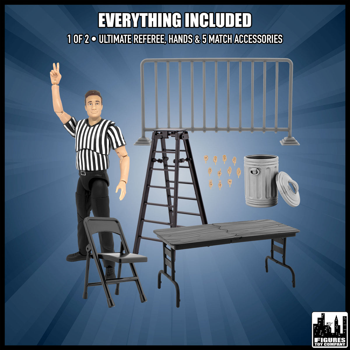 The Essentials Bundle for wrestling figures — referee and gear included.