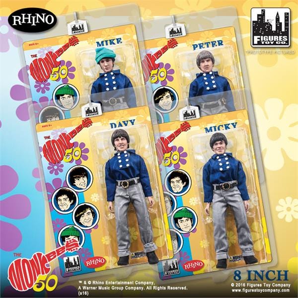 The Monkees 8 Inch Action Figures: Blue Band Outfit: Set of all 4