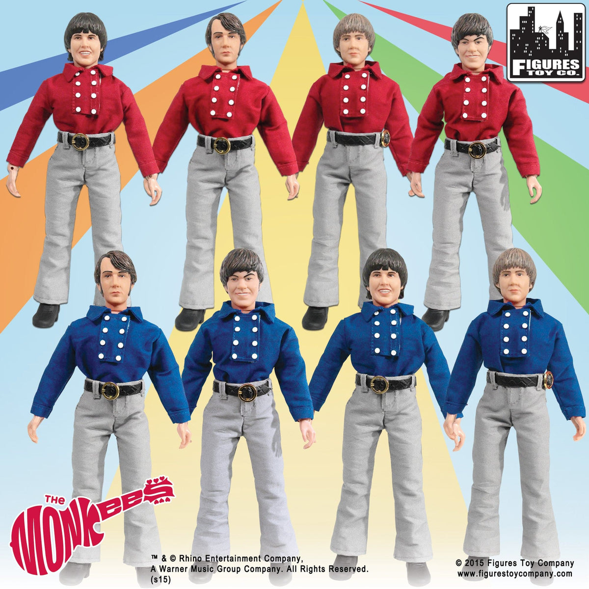 The Monkees 8 Inch Figures Series Red &amp; Blue Band Outfits: Set of all 8 [Loose]