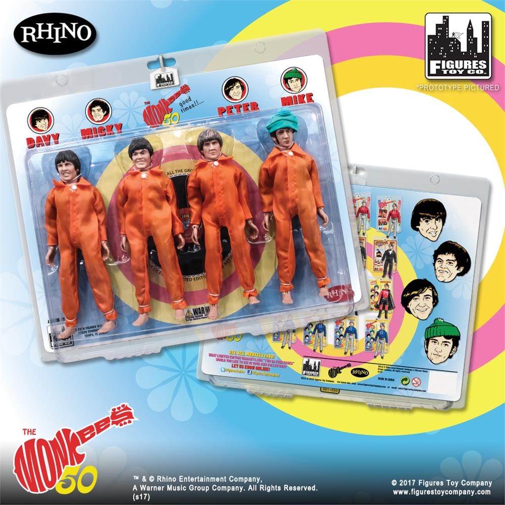 The Monkees 8 Inch Retro Action Figure Variants: Orange Jumpsuit Four-Pack