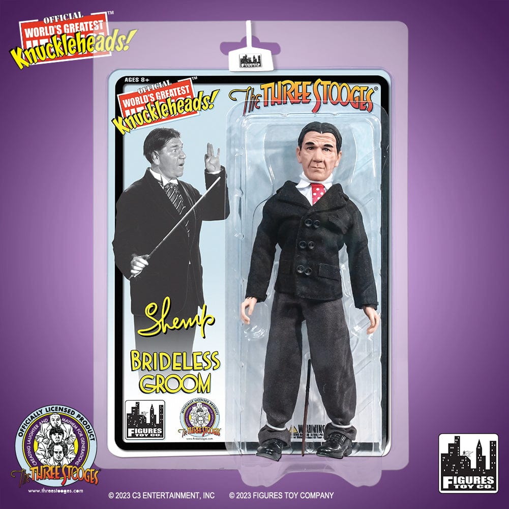 The Three Stooges 8 Inch Action Figures: Brideless Groom Exclusive Shemp In Black Suit