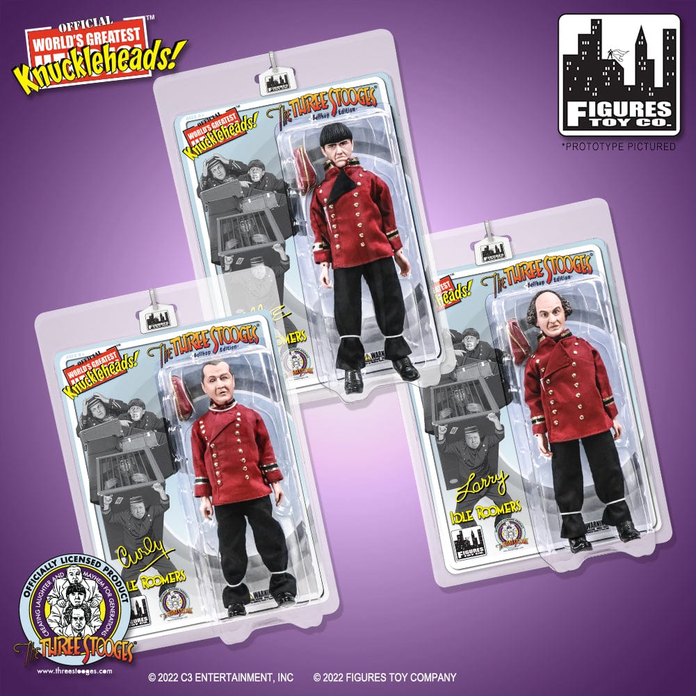 The Three Stooges 8 Inch Action Figures Series: Idle Roomers [Bellhop Edition] Set of all 3