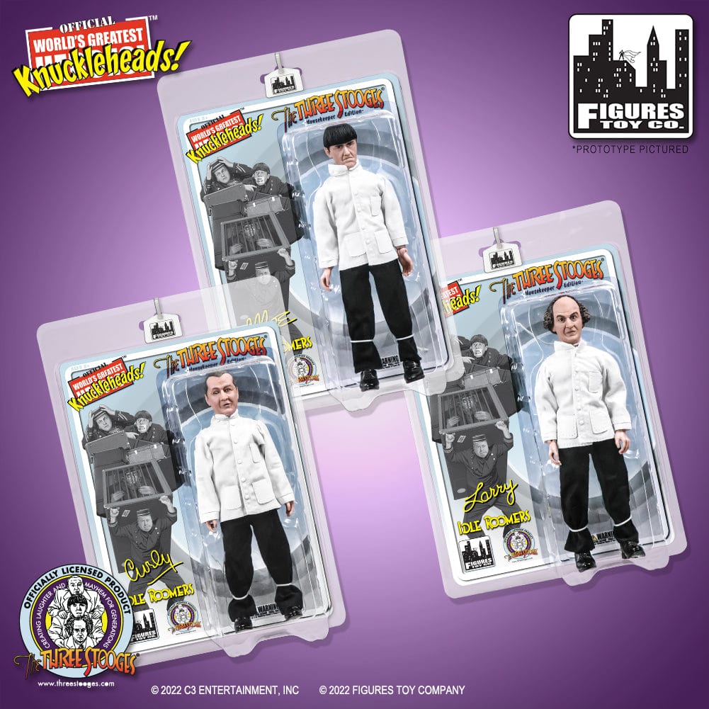 The Three Stooges 8 Inch Action Figures Series: Idle Roomers [House Keeper Edition] Set of all 3