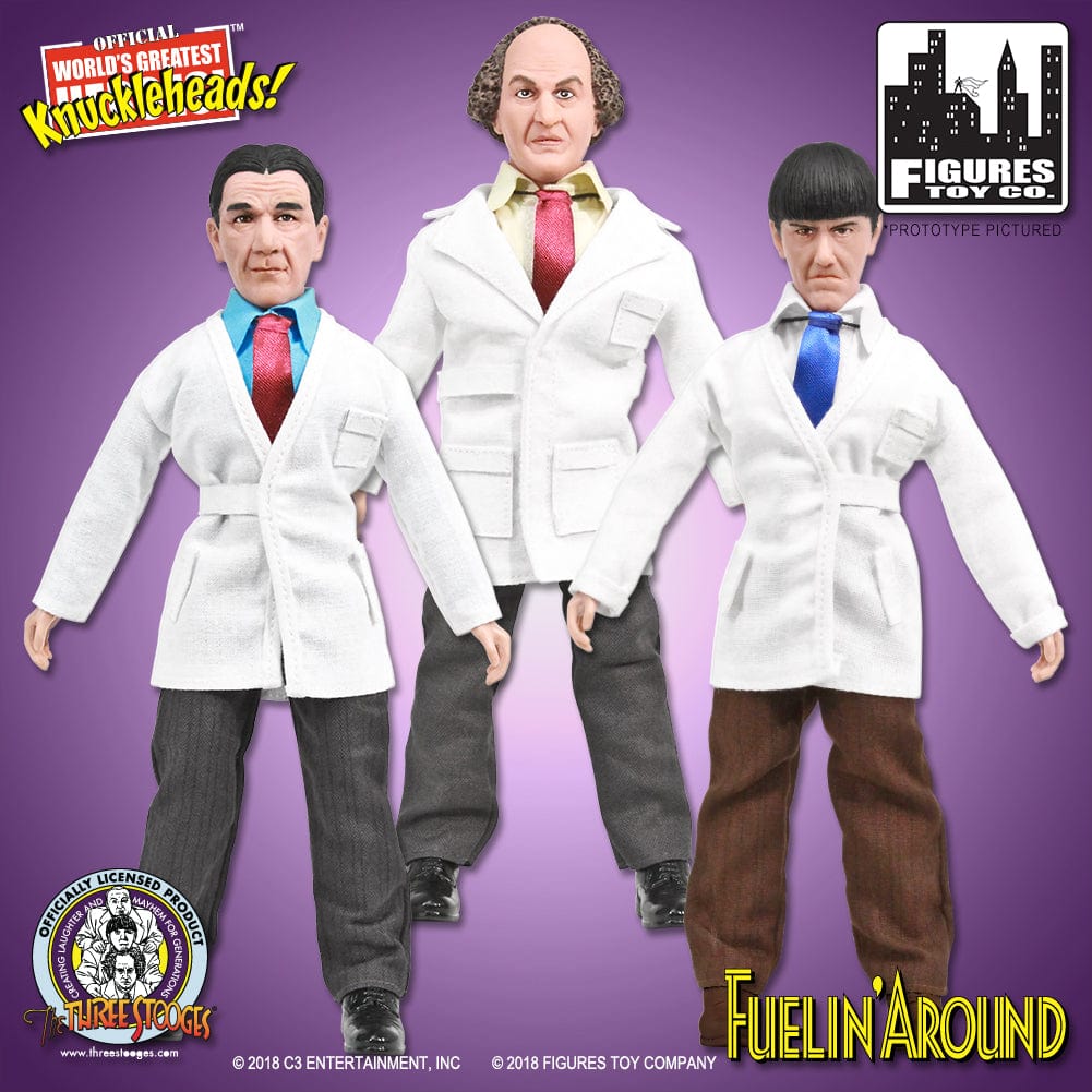 The Three Stooges 8 Inch Action Figures: Set of all 3 Fuelin&#39; Around Figures