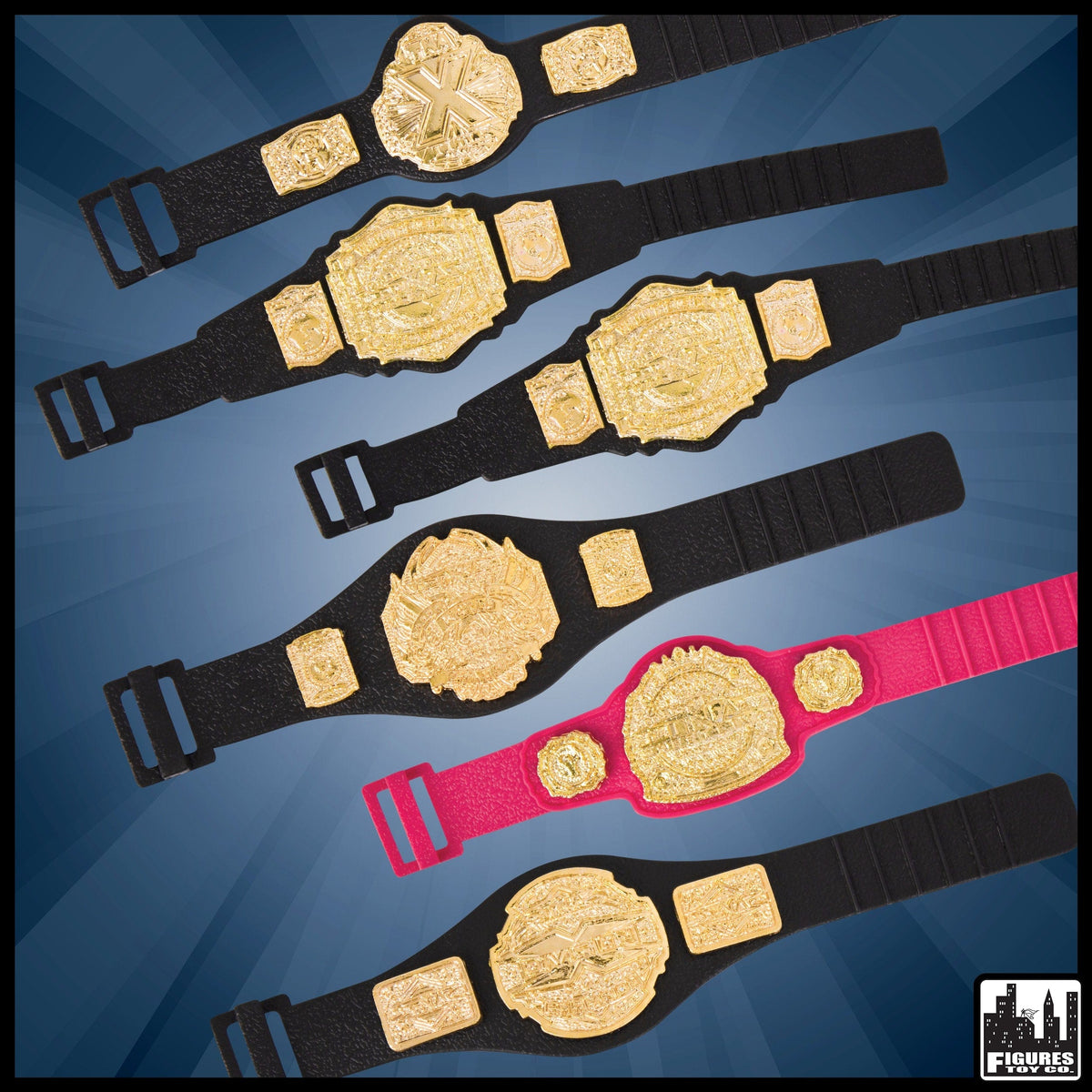 TNA Impact Wrestling Set of 6 Action Figure Belts (Jakks)