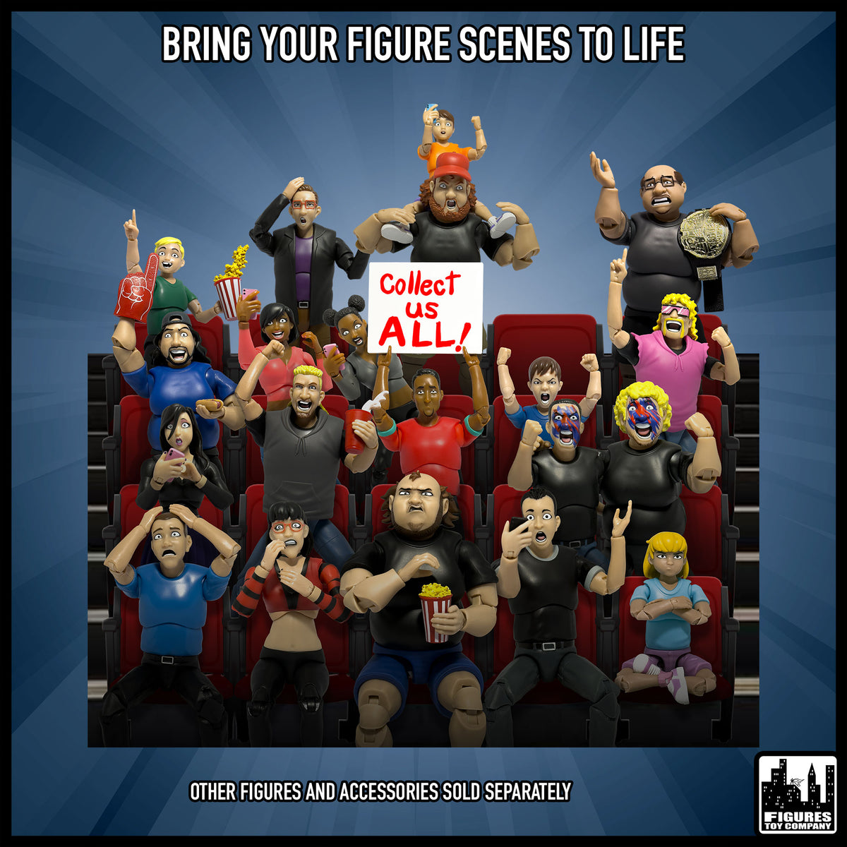 Ultimate Amber wrestling crowd fan action figure — crowd display scene.