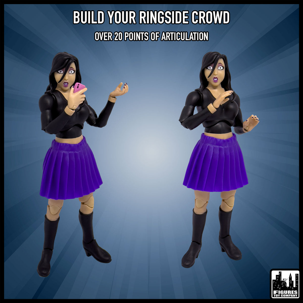 Ultimate Amber wrestling crowd fan action figure — display scene.