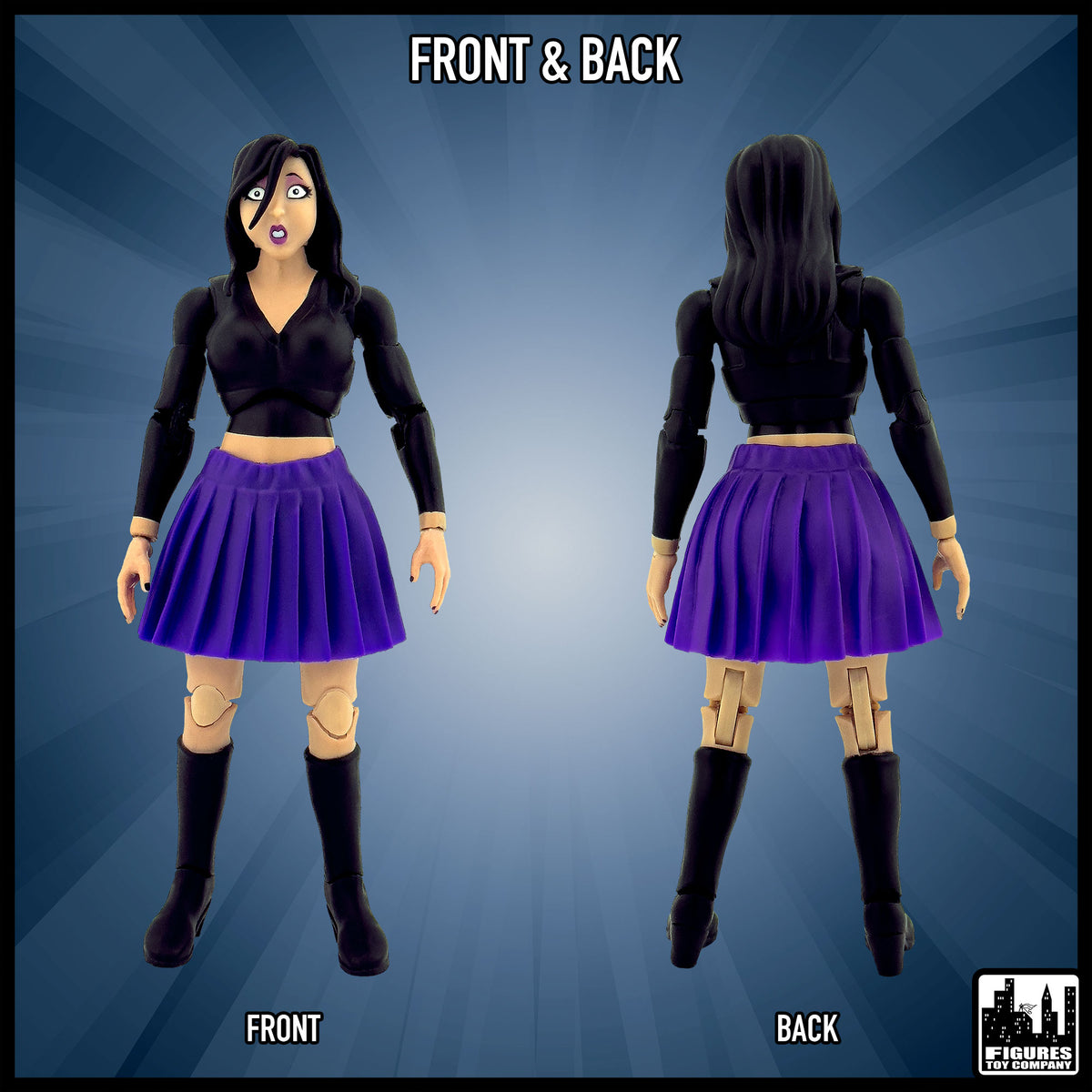 Ultimate Amber wrestling crowd fan action figure — front and back views.