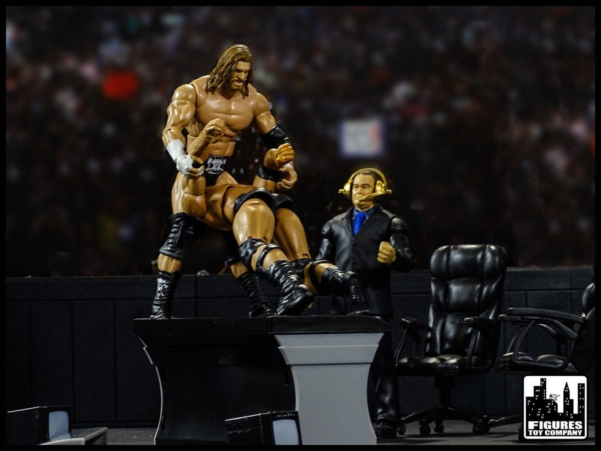 ULTIMATE Black Commentator Table Playset for WWE Wrestling Action Figures