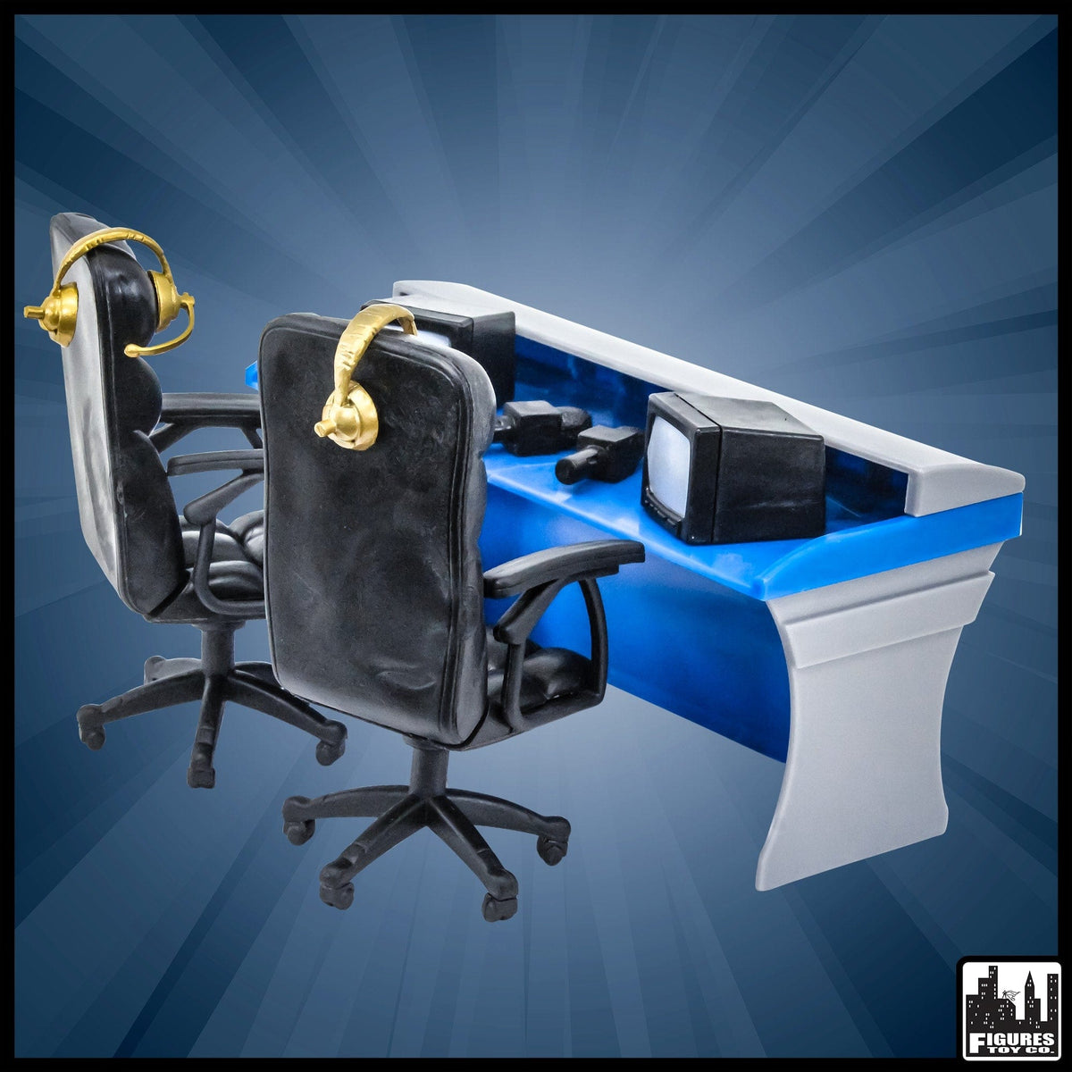 Commentator Pool Table ULTIMATE Blue & Gray Commentator Table Playset for WWE Figures ...