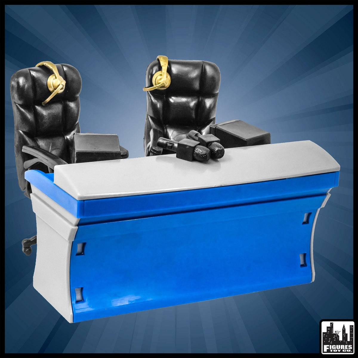 Commentator Pool Table ULTIMATE Blue & Gray Commentator Table Playset for WWE Figures ...