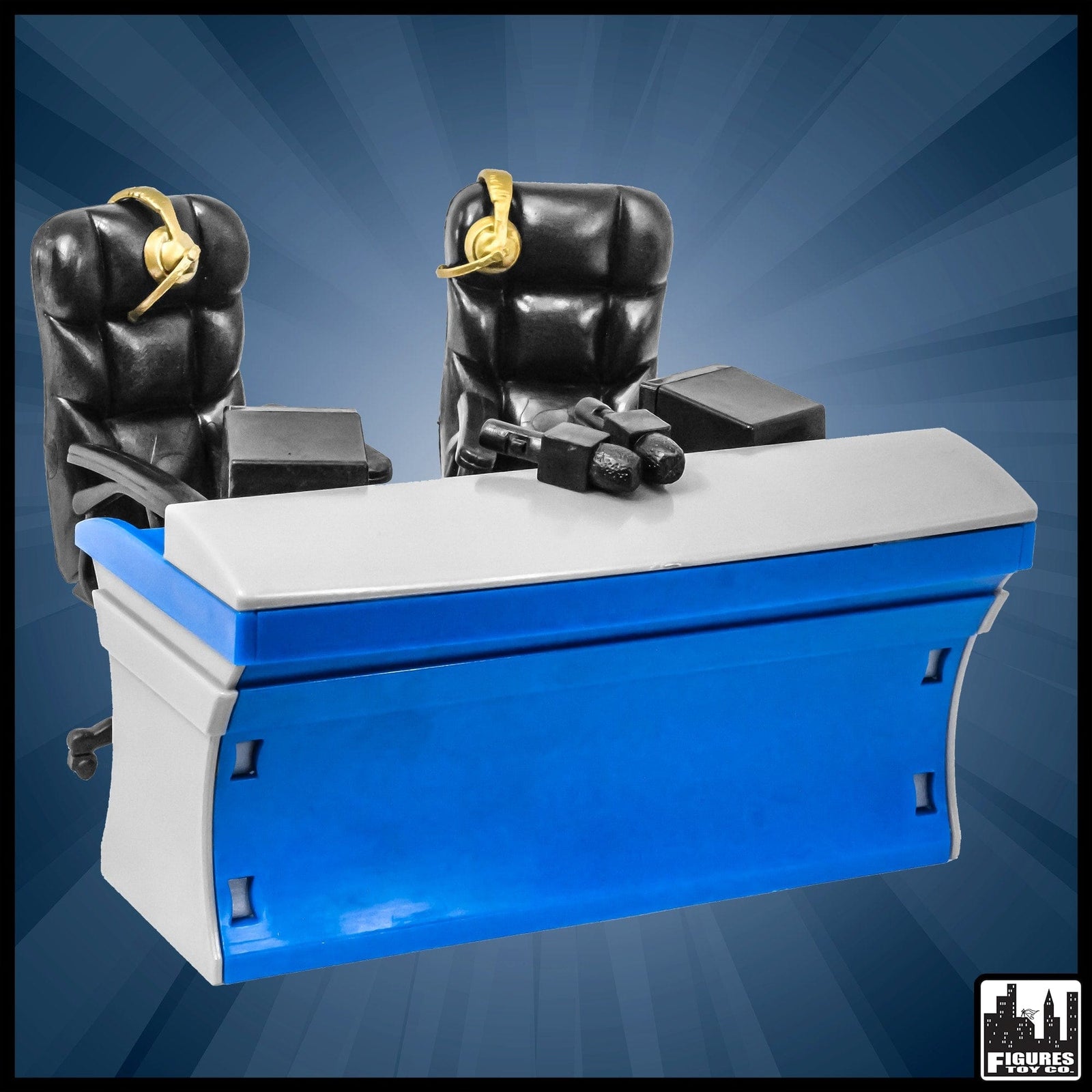 ULTIMATE Blue & Gray Commentator Table Playset for WWE Wrestling Action Figures