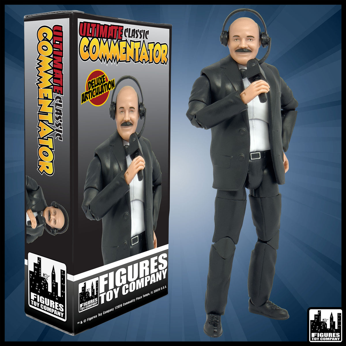 Ultimate Classic Announcer With Deluxe Articulation for wrestling figures — product view.
