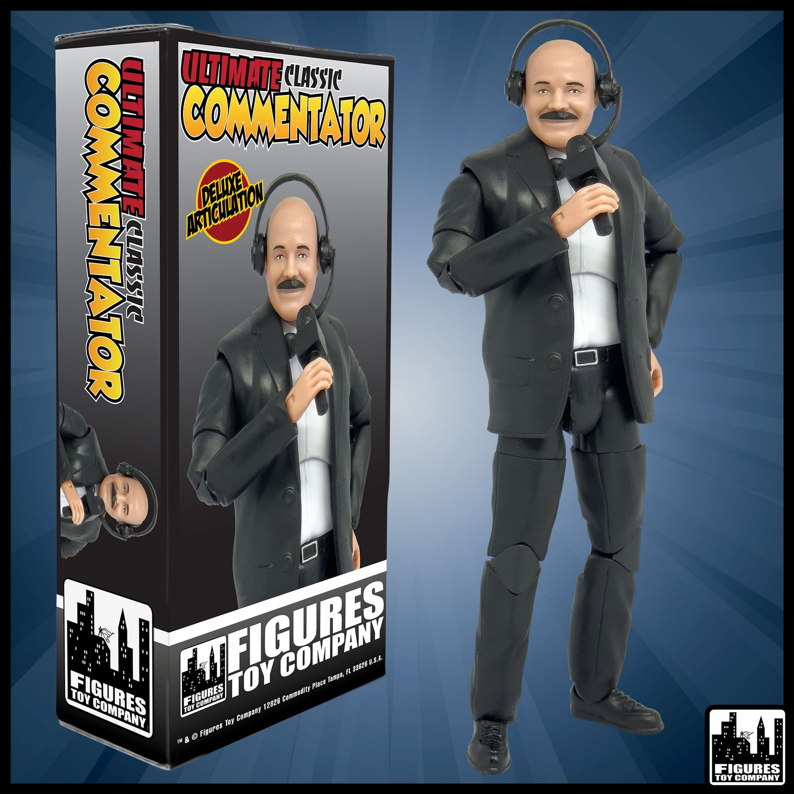Ultimate Classic Announcer With Deluxe Articulation for wrestling figures — product view.
