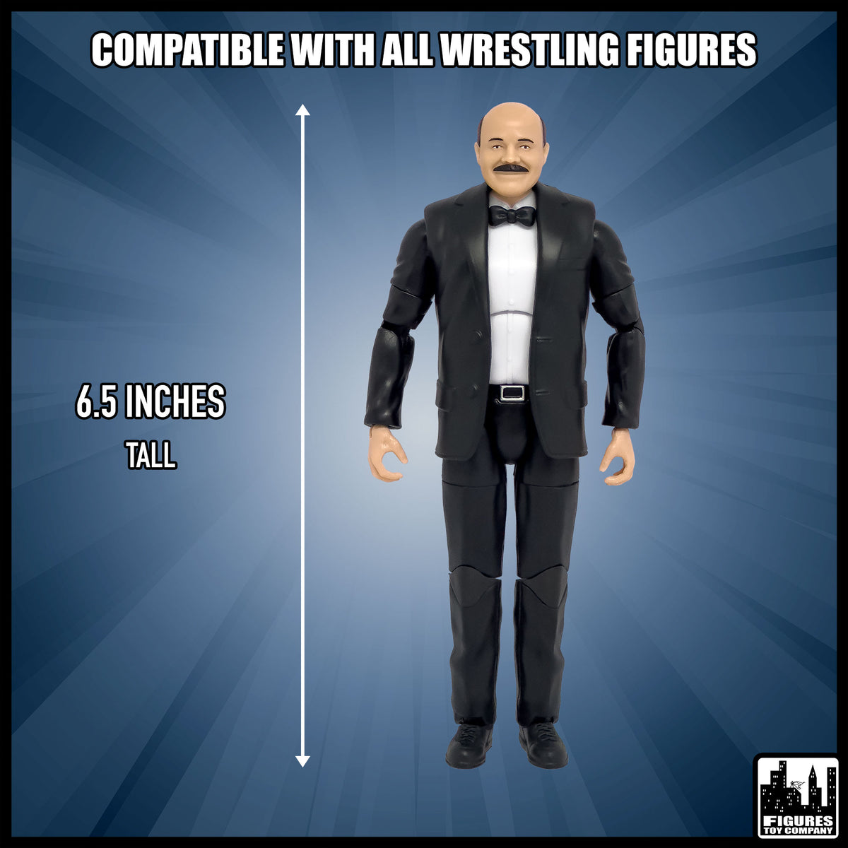 Ultimate Classic Announcer With Deluxe Articulation for wrestling figures — size and compatibility guide.