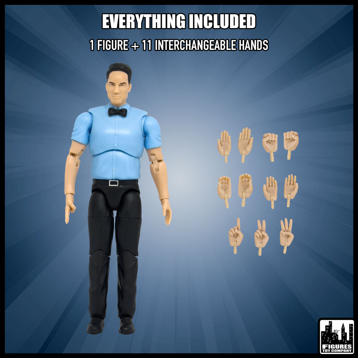Ultimate classic referee action figure — included items.