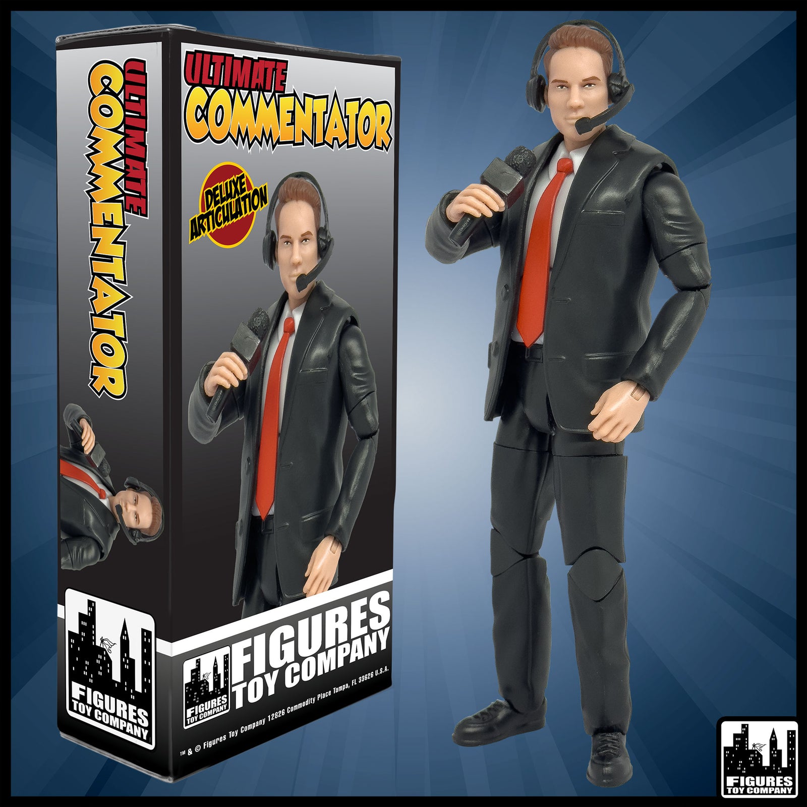 Ultimate Commentator Announcer With Deluxe Articulation for wrestling figures — product view.