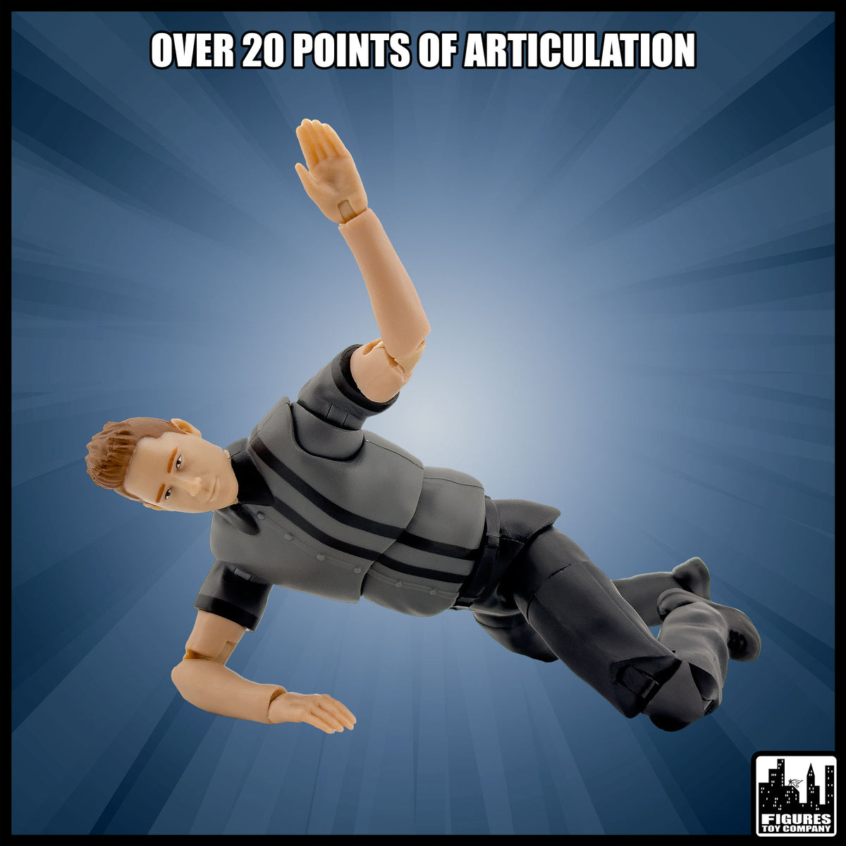 Ultimate Dark Gray Referee with Deluxe Articulation for wrestling figures — display scene.