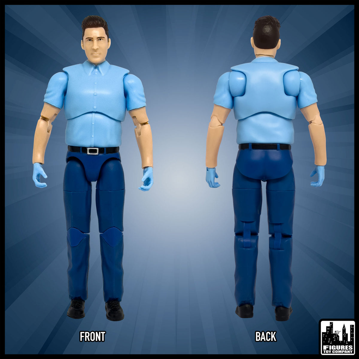 Ultimate EMT Ambulance Driver With Deluxe Articulation for wrestling figures — front and back views.