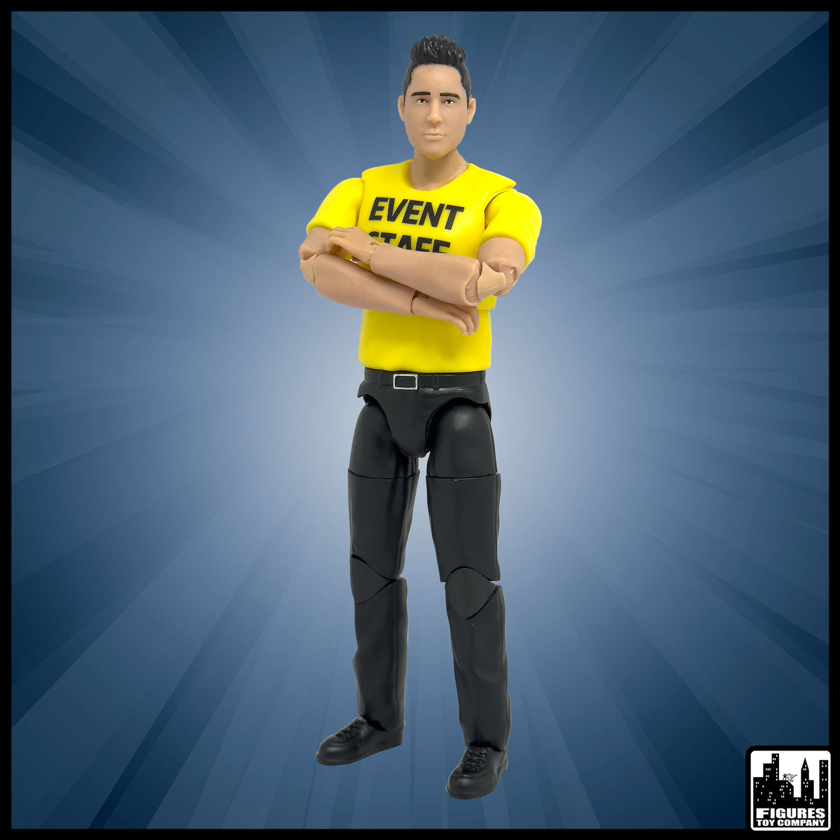 Ultimate Event Staff Worker With Deluxe Articulation for wrestling figures — alternate pose.