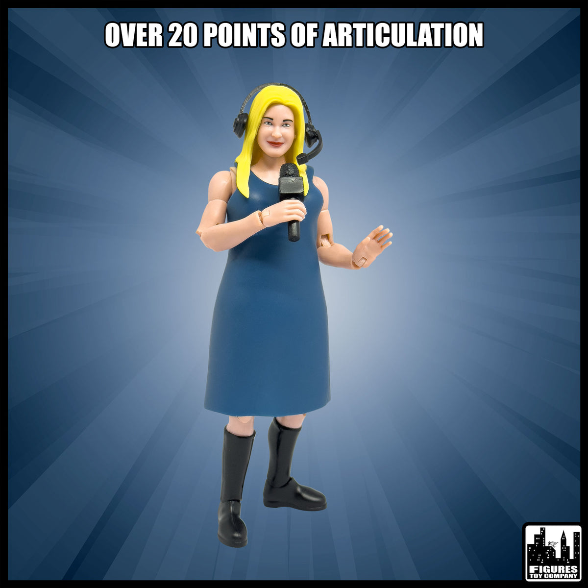 Ultimate Female Interviewer Announcer With Deluxe Articulation for wrestling figures — display scene.