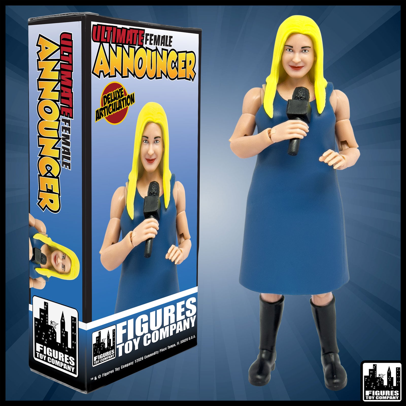 Ultimate Female Interviewer Announcer With Deluxe Articulation for wrestling figures — product view.