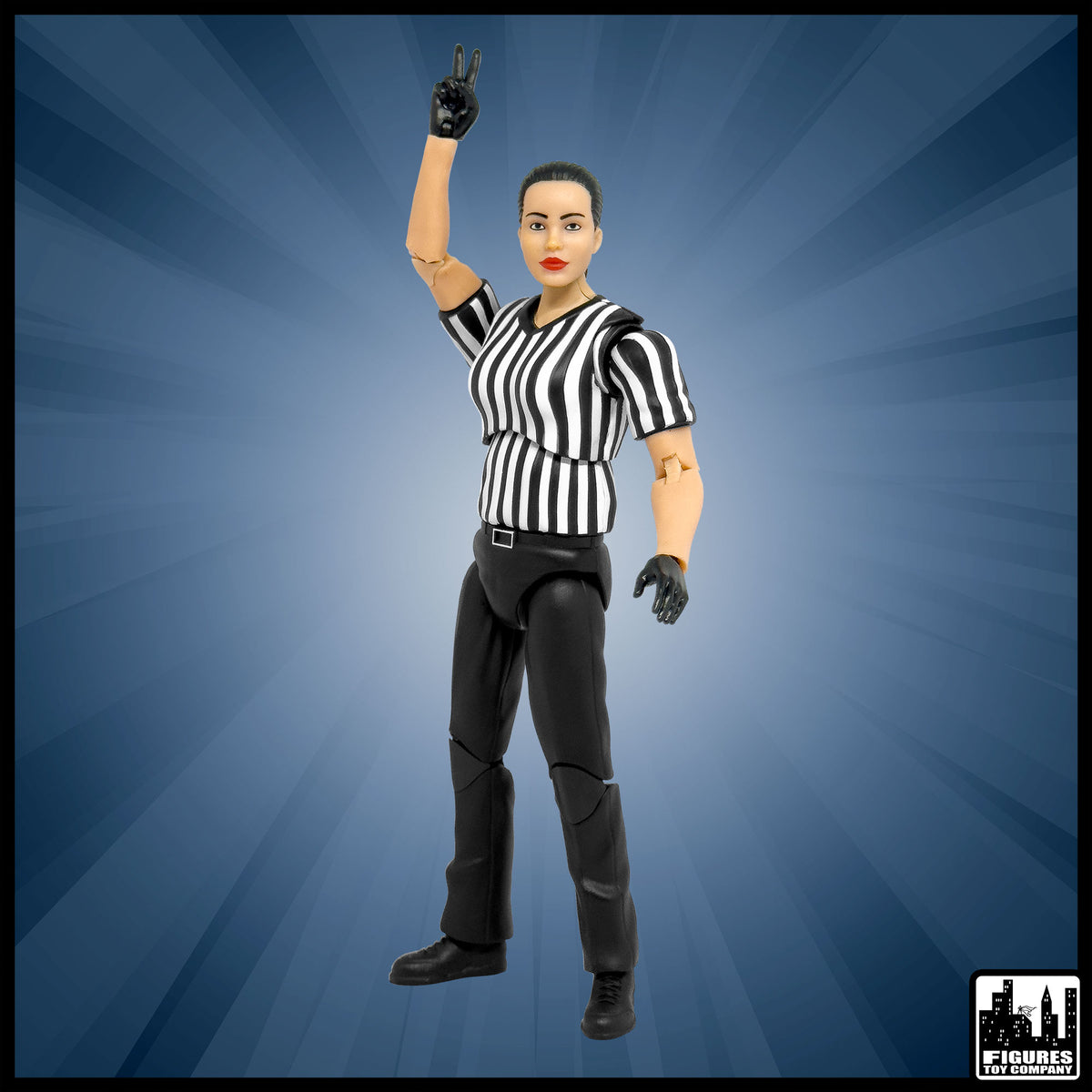 Ultimate Female Referee With Deluxe Articulation for wrestling figures — alternate pose.