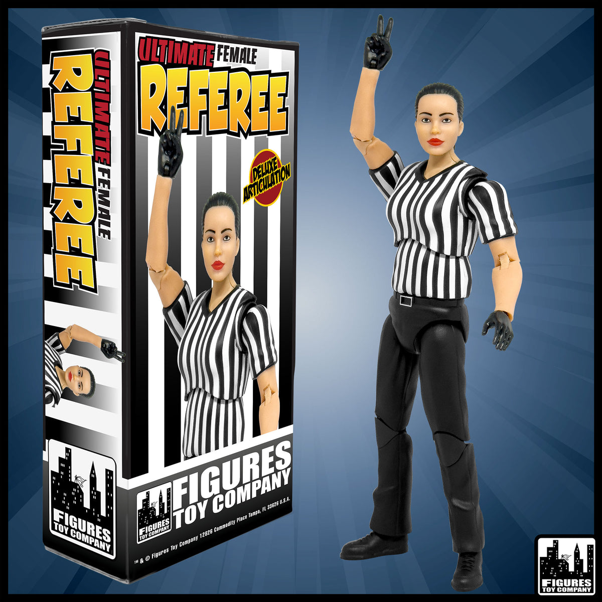 Ultimate Female Referee With Deluxe Articulation for wrestling figures — product view.
