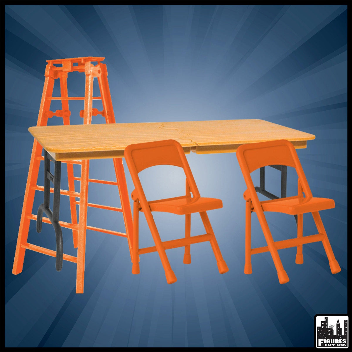 Ultimate Ladder, Table and Chairs Orange Playset for WWE Wrestling Action Figures