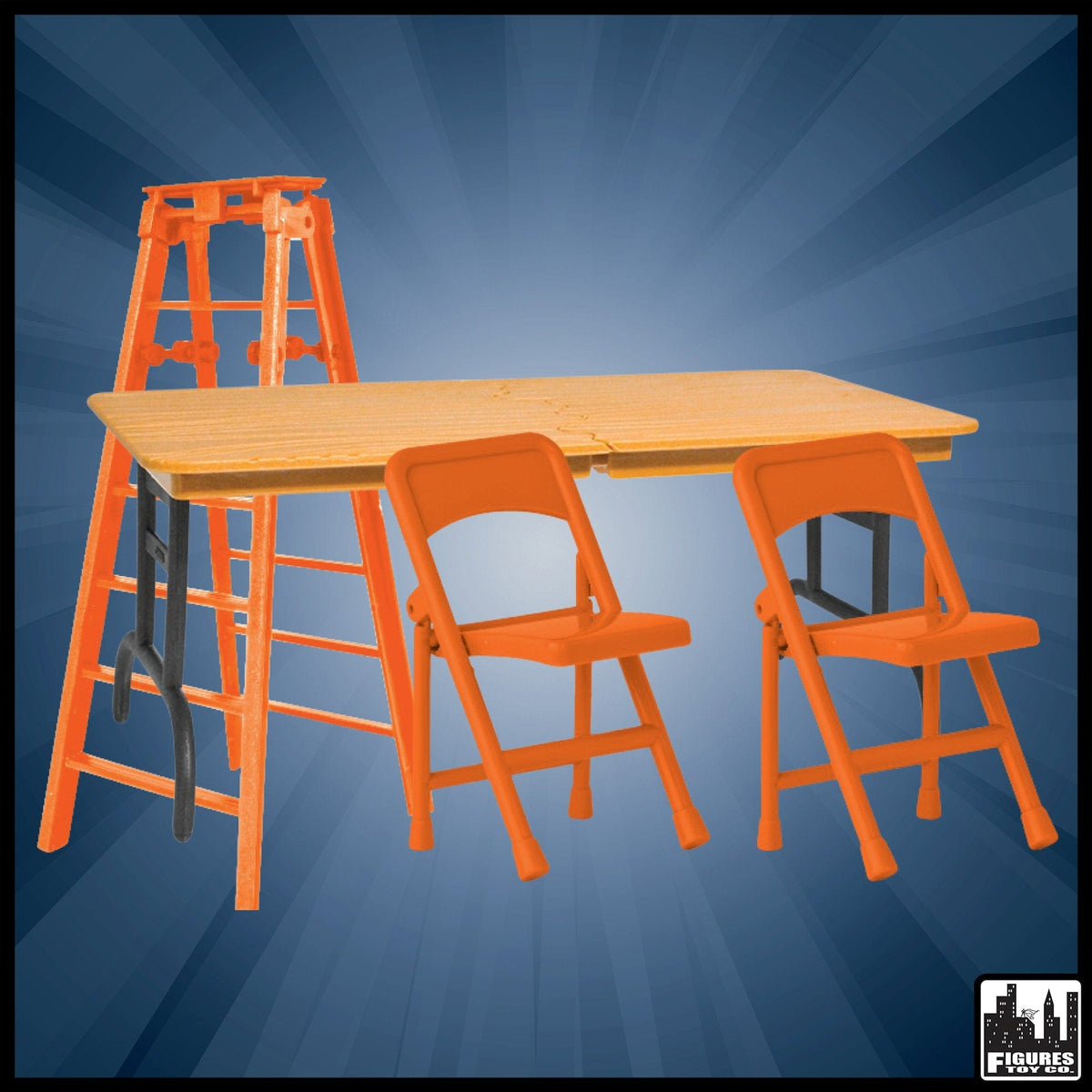Ultimate Ladder, Table and Chairs Orange Playset for WWE Wrestling Action Figures