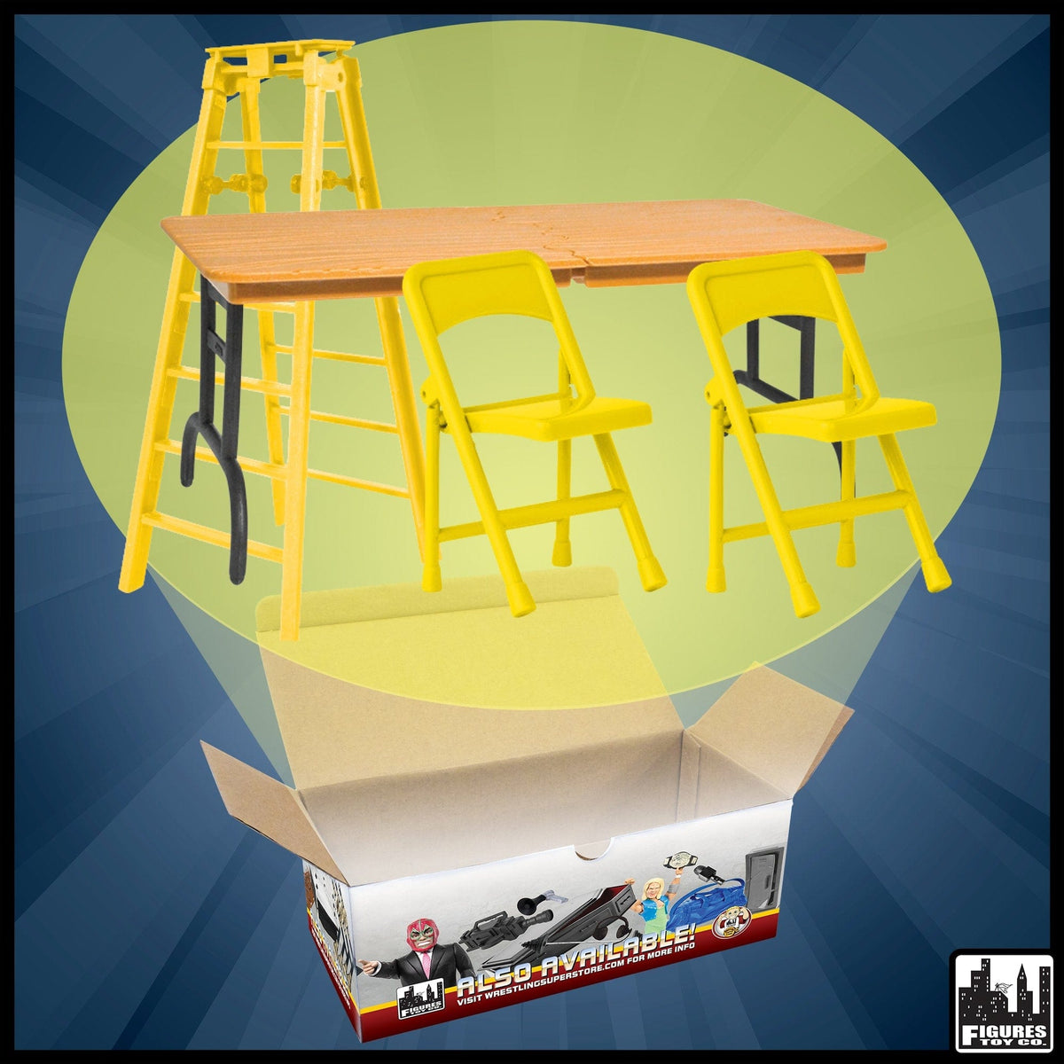 Ultimate Ladder, Table and Chairs Yellow Playset for WWE Wrestling Action Figures