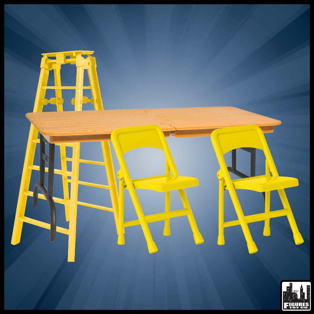 Ultimate Ladder, Table and Chairs Yellow Playset for WWE Wrestling Action Figures