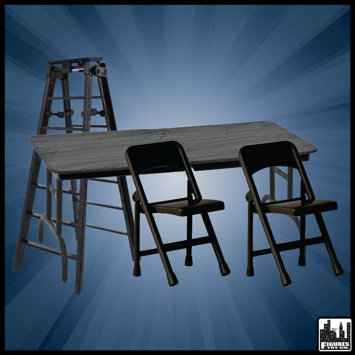 ULTIMATE Ladder, Table &amp; Chairs Black Playset for WWE Wrestling Action Figures