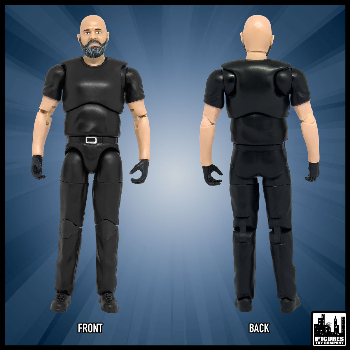Ultimate MMA Referee With Deluxe Articulation for UFC MMA Action Figures — front and back views.