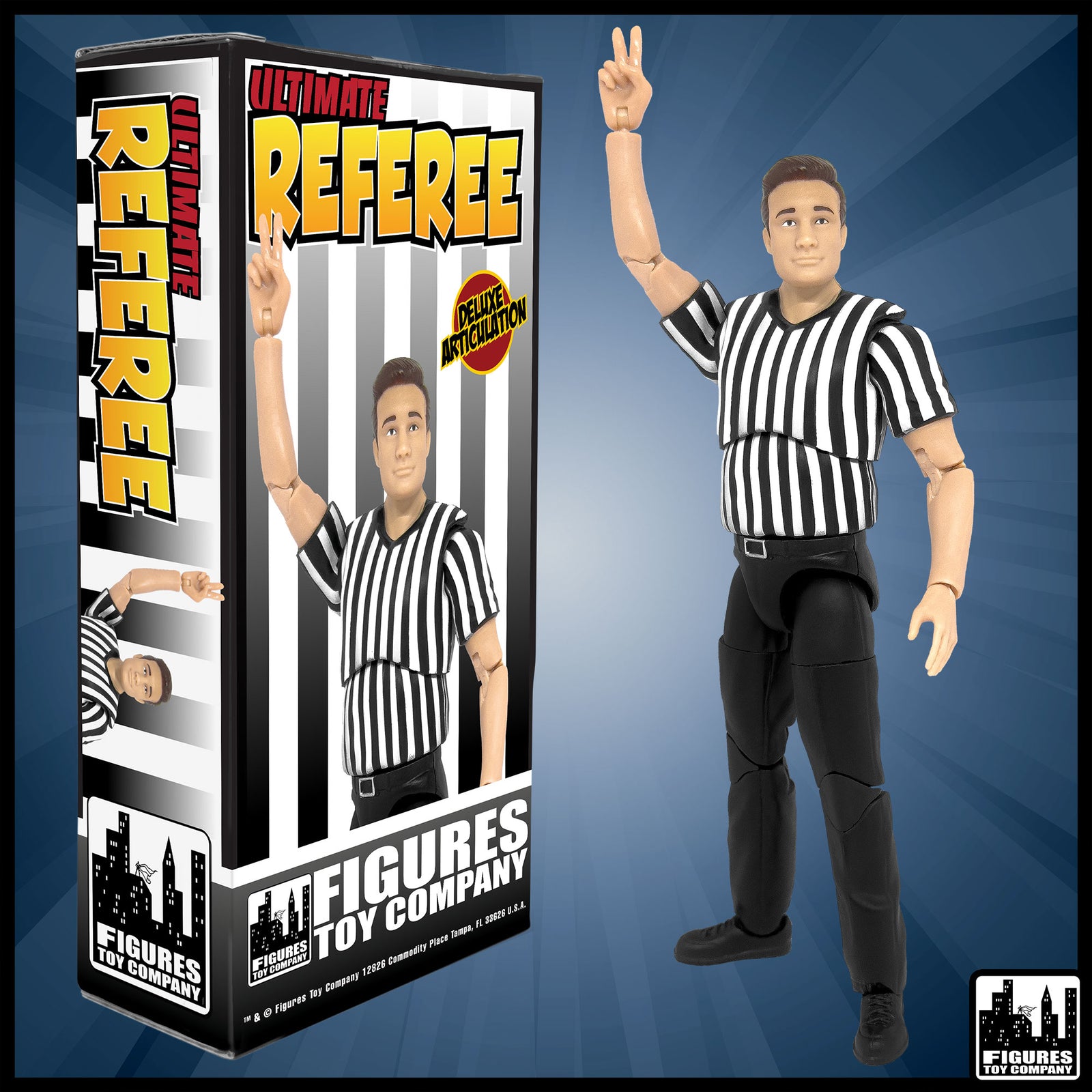 Ultimate Referee With Deluxe Articulation for wrestling figures — product view.