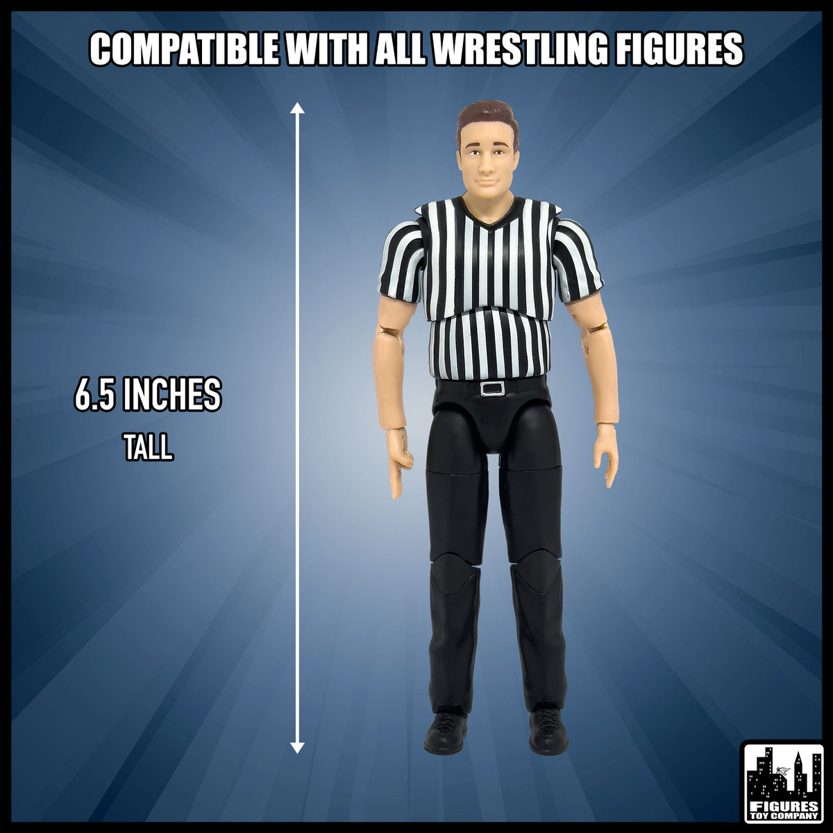 Ultimate Referee With Deluxe Articulation for wrestling figures — size and compatibility guide.