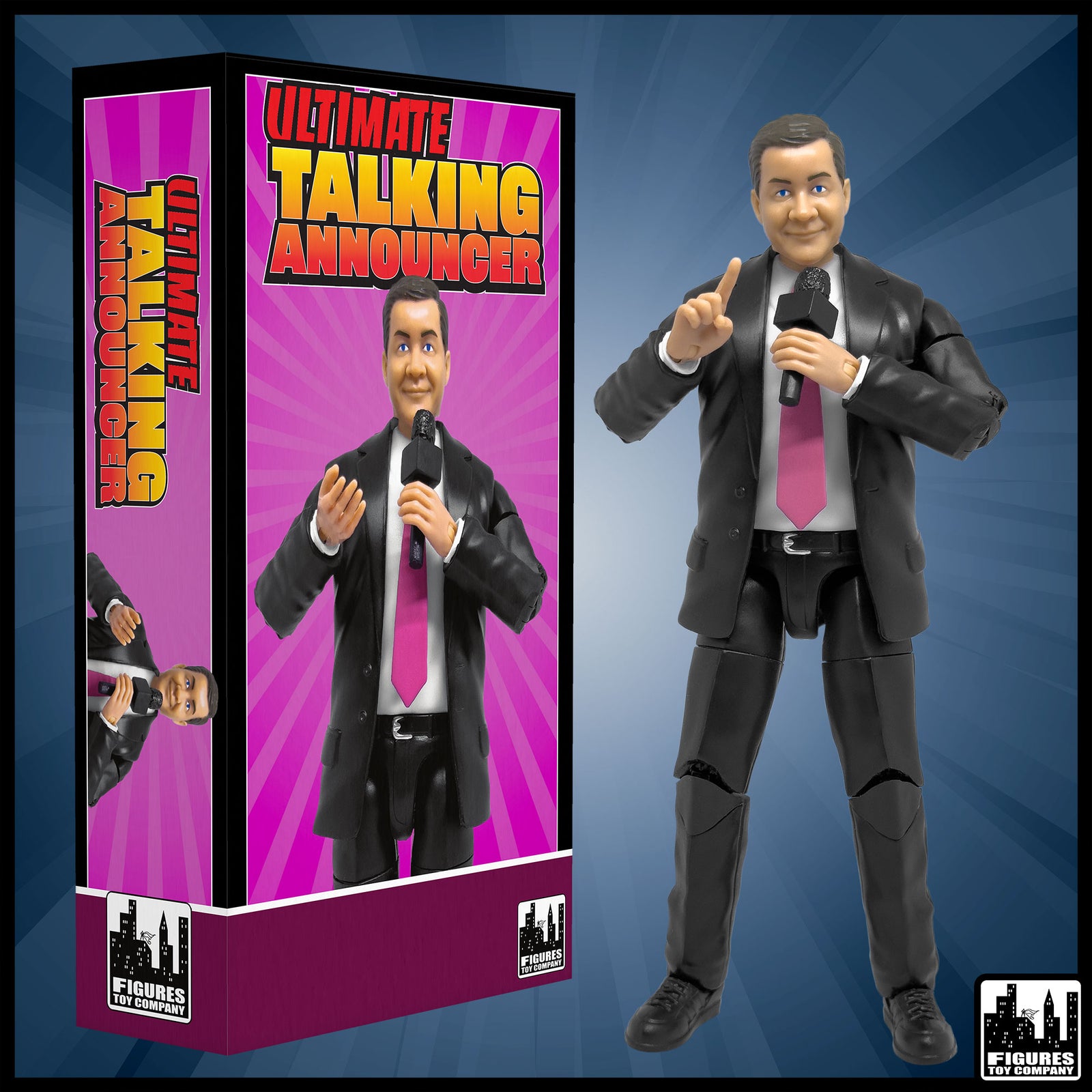 Ultimate Talking Wrestling Ring Announcer Figure — product view.