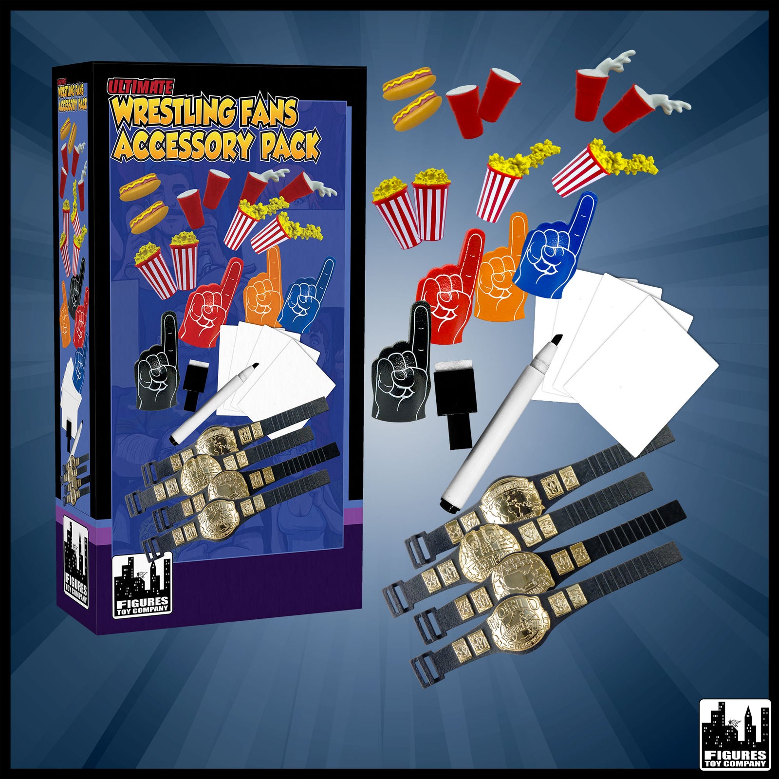 Ultimate Wrestling Crowd Fan Figures Accessory Pack — product view.