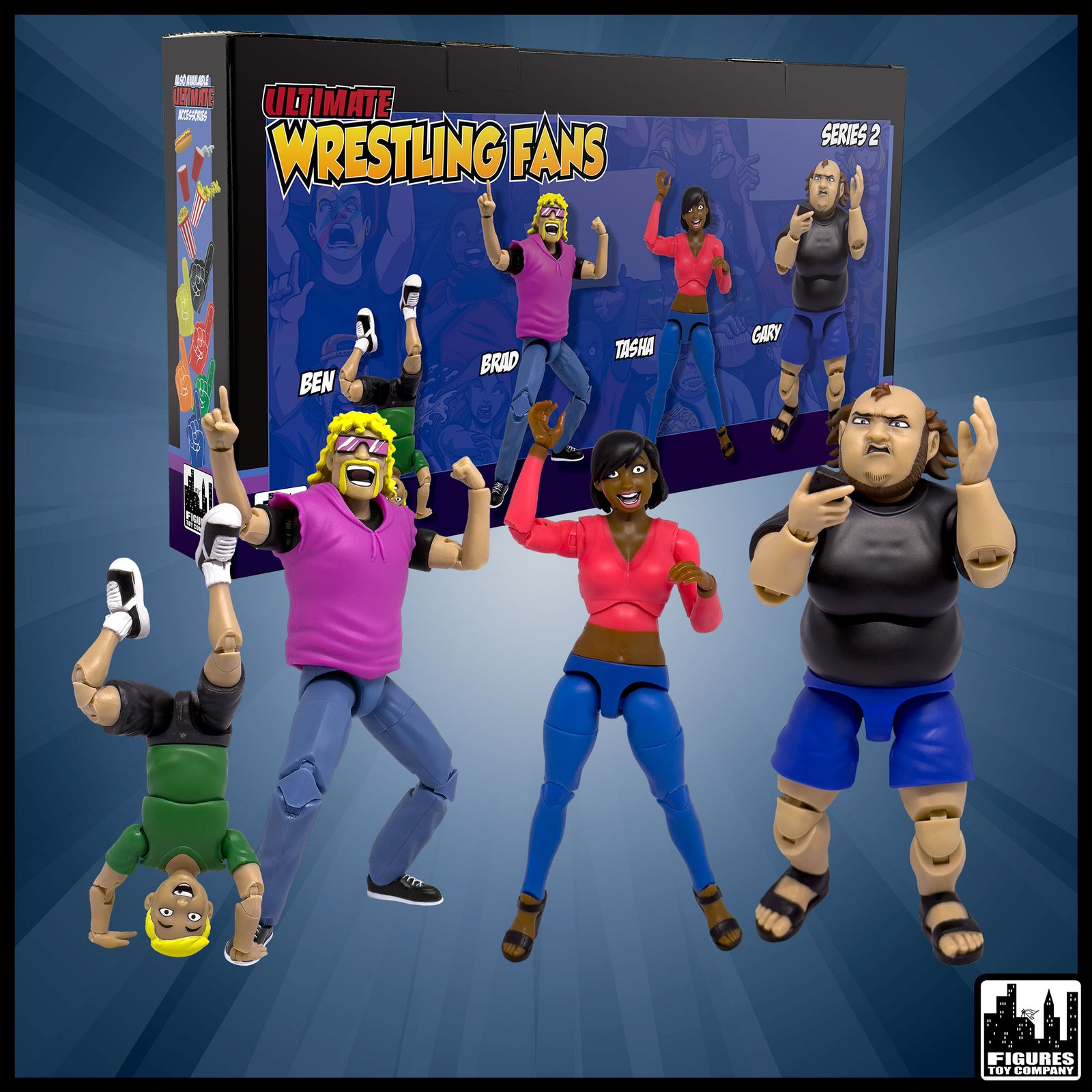 Ultimate Wrestling Crowd Fan Figures Four-Pack Series 2 — product view.