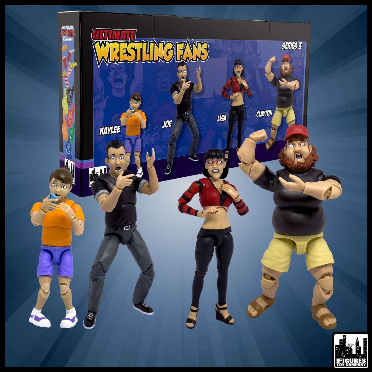 Ultimate Wrestling Crowd Fan Figures Four-Pack Series 3 — product view.