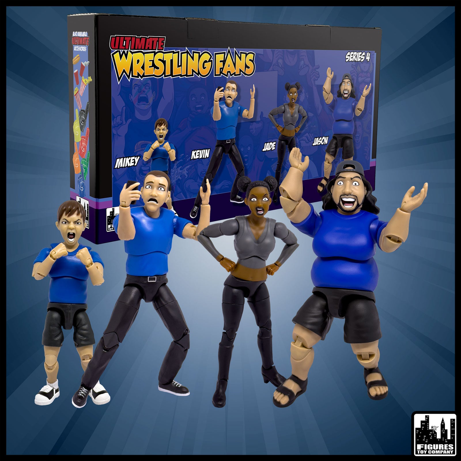 Ultimate Wrestling Crowd Fan Figures Four-Pack Series 4 — product view.