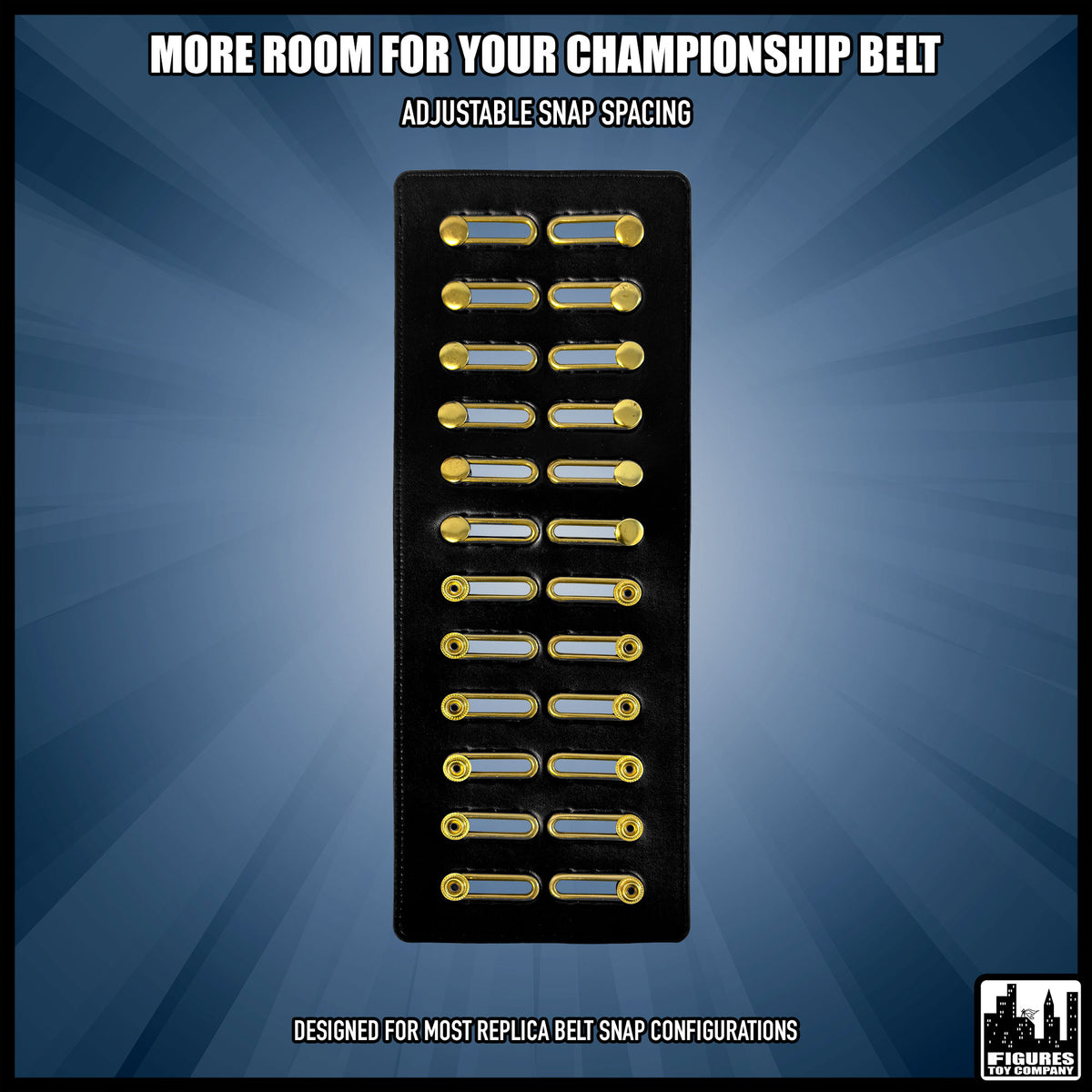 Universal Replica Belt Strap Extension for Most WWE & AEW Replica Belts — adjustable snap spacing.