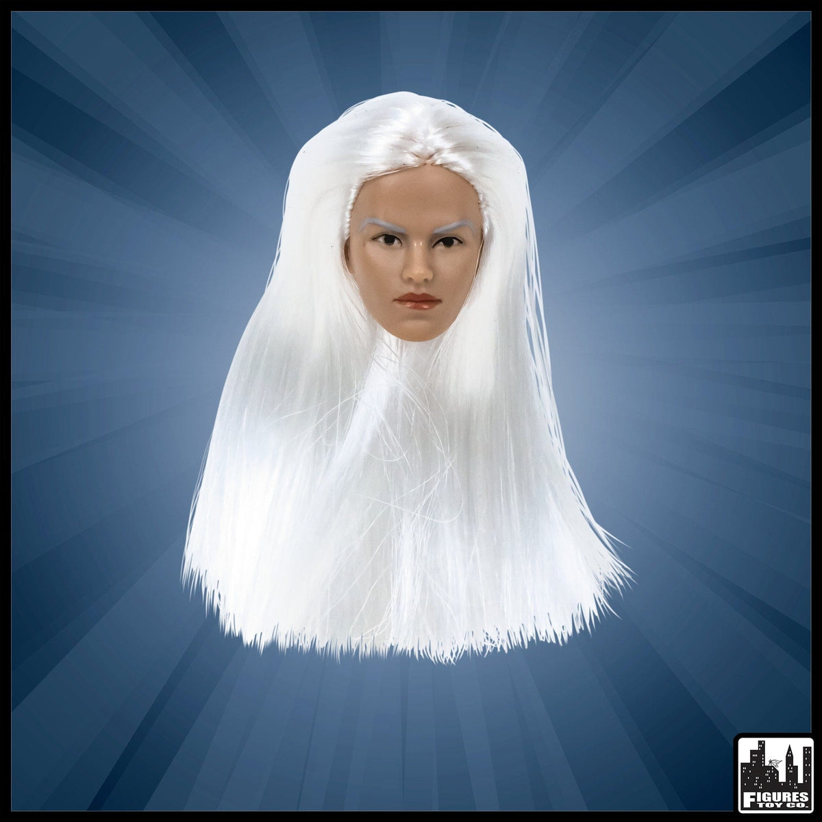 White FEMALE Interchangeable Wrestling Action Figure Head With Long White Hair