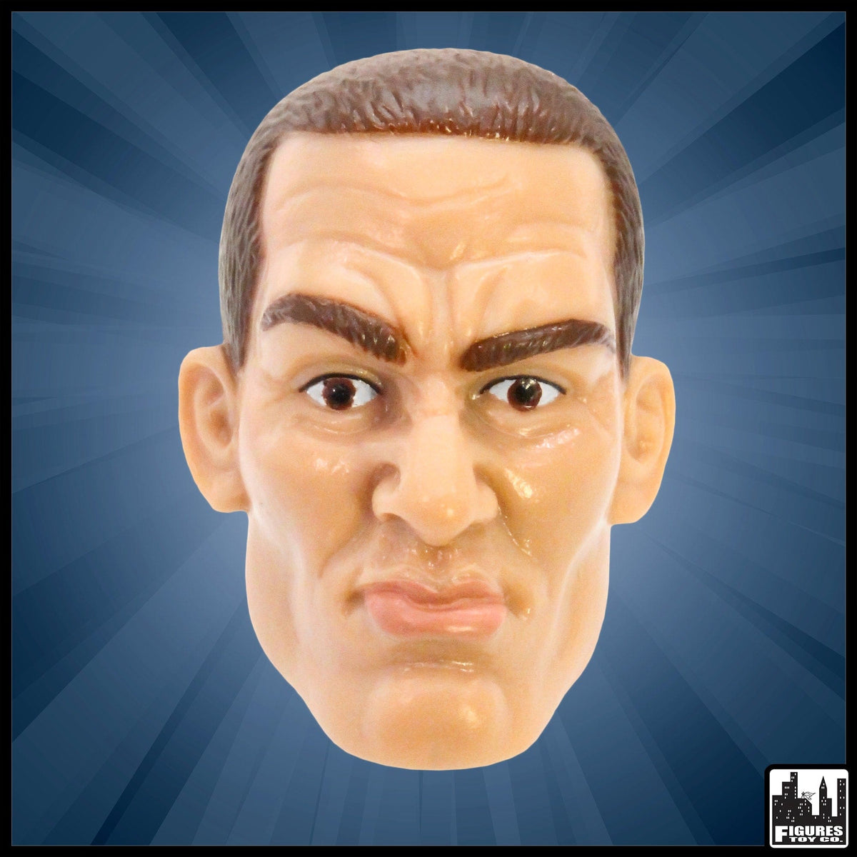 White Male Interchangeable Wrestling Action Figure Head With Brown Hair